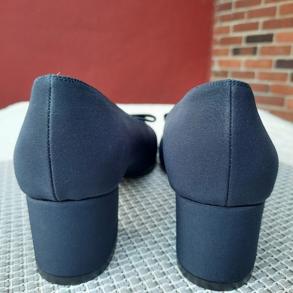 Vintage 90's Talbots Satin Slipper Bow Pumps Chunky Heels Deadstock NEW - Picture 6 of 10
